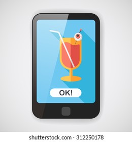 Halloween cocktail flat icon with long shadow,eps10