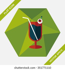 Halloween cocktail flat icon with long shadow,eps10