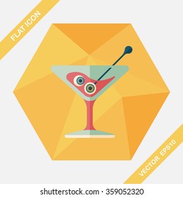 Halloween cocktail flat icon with long shadow,eps10