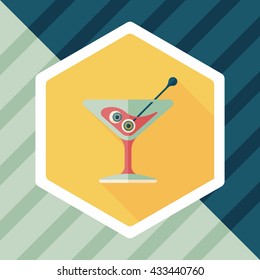 Halloween cocktail flat icon with long shadow,eps10