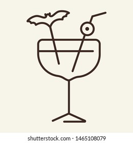 Halloween cocktail vector line icon. Wine, party, Halloween. Vector illustration can be used for topics like holiday, Halloween, alcohol