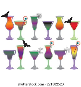 Halloween Cocktails Clip Art Set. Includes 12 spooky cocktail graphics created using vector software.
