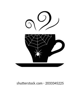 Halloween coffee cup with little spider, vector artwork