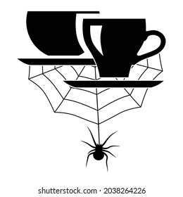 Halloween coffee cup with little spider, vector artwork