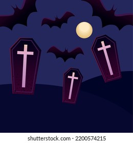 halloween coffin background flat style