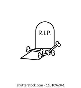 Halloween coffin with bones R.I.P. icon. Element of Halloween holiday icon for mobile concept and web apps. Thin line Halloween coffin with bones R.I.P. can be used for web