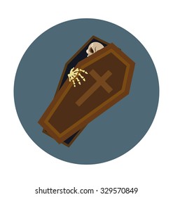 
Halloween Coffin Colored Vector Icon
