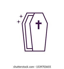 halloween coffin with cross icon vector illustration design