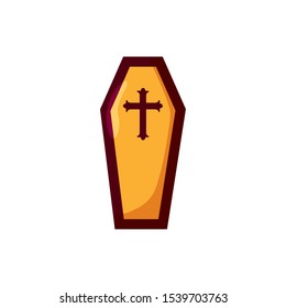 halloween coffin with cross icon vector illustration design