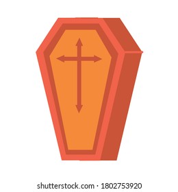 halloween coffin flat style icon vector illustration design
