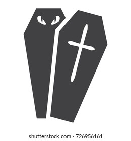 Halloween Coffin glyph icon, halloween and scary, dead sign vector graphics, a solid pattern on a white background, eps 10.