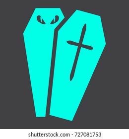 Halloween Coffin glyph icon, halloween and scary, dead sign vector graphics, a solid pattern on a black background, eps 10.