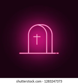 Halloween coffin icon. Elements of Halloween in neon style icons. Simple icon for websites, web design, mobile app, info graphics