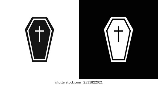 Halloween coffin icon Flat fill set collection