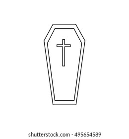 Halloween coffin icon. Outline illustration of coffin vector icon for web design