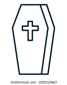 halloween coffin icon over white