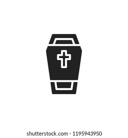 Halloween coffin icon. Vector illustration fill symbol 