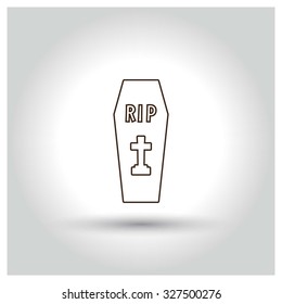 Halloween Coffin Icon. Vector Outline Icon Illustration