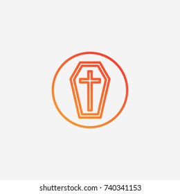Halloween coffin icon.gradient illustration isolated vector sign symbol