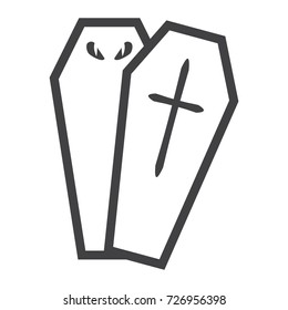Halloween Coffin line icon, halloween and scary, dead sign vector graphics, a linear pattern on a white background, eps 10.