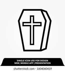 halloween coffin line icon.halloween coffin vector illustration. 