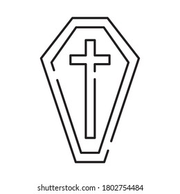 halloween coffin line style icon vector illustration design