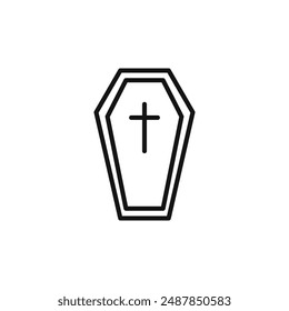 Halloween coffin logo sign vector outline