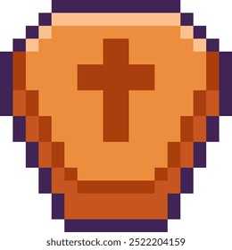 Halloween Coffin Pixel 8bit Icon.