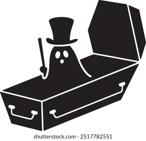 Halloween Coffin Silhouette Vector Icon illustration on white Background.