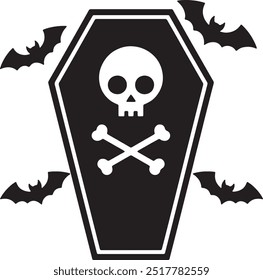 Halloween Coffin Silhouette Vector Icon illustration on white Background.