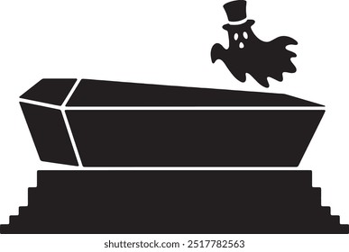 Halloween Coffin Silhouette Vector Icon illustration on white Background.