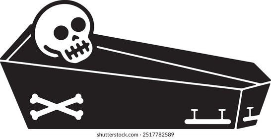 Halloween Coffin Silhouette Vector Icon illustration on white Background.