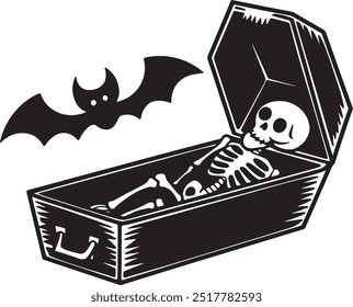 Halloween Coffin Silhouette Vector Icon illustration on white Background.