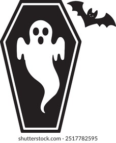 Halloween Coffin Silhouette Vector Icon illustration on white Background.