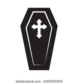 halloween coffin silhouette vector isolated