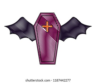 halloween coffin with wings bat horror