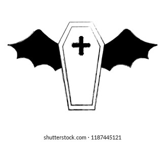 halloween coffin with wings bat horror