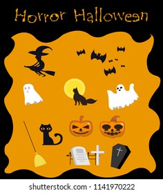 Halloween collection element for decoration, cartoon flat design.
