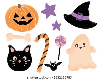 Halloween collection with hand drawn elements