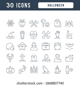 Halloween. Collection of perfectly thin icons for web design, app, and the most modern projects. The kit of signs for category Holidays.