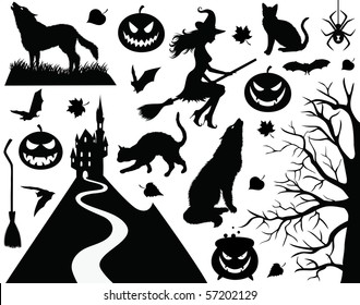 Halloween collection. Set of silhouettes for Halloween.