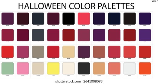 Halloween Color Guide Palette. For interior design, graphic designer, branding, data visualization, fashion business, garments, seasonal color analysis, and paints companies. 