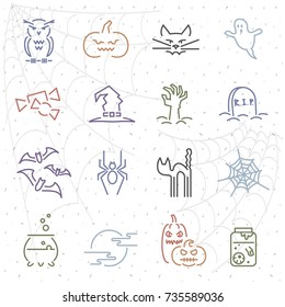 Halloween color icons, outline