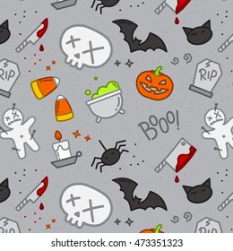 Halloween color pattern skull drawing in flat style