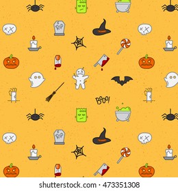Halloween color pattern soft drawing in flat style