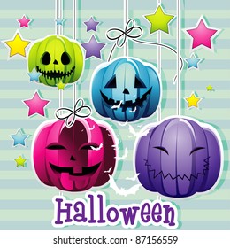 halloween color pumpkins vector