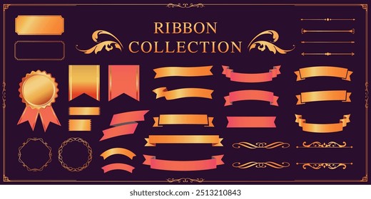 Halloween color ribbon design set