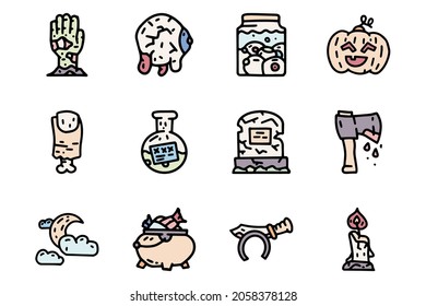 Conjunto de iconos simples del vector de color de Halloween