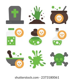 Halloween Color Vector Elements Set 