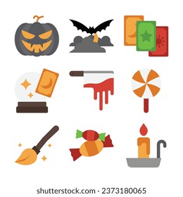 Halloween Color Vector Elements Set 